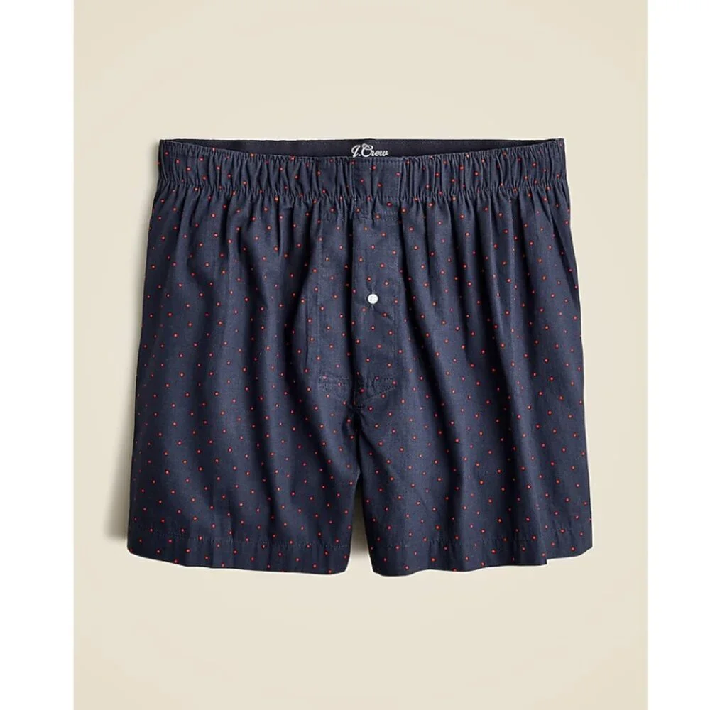 J.Crew Men's Boxer Shorts Sz Small Blue/Red Dot 100% Cotton NWT